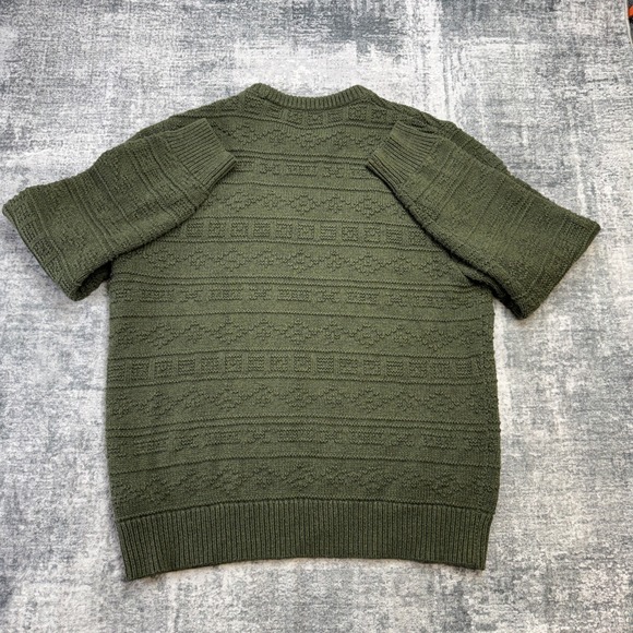 J Crew Sweater Mens XL Green Guernsey Stitch Textured Knit Fisherman Crewneck - Picture 7 of 9